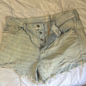 American Eagle Blue Jean Shorts Distressed Cut-Offs